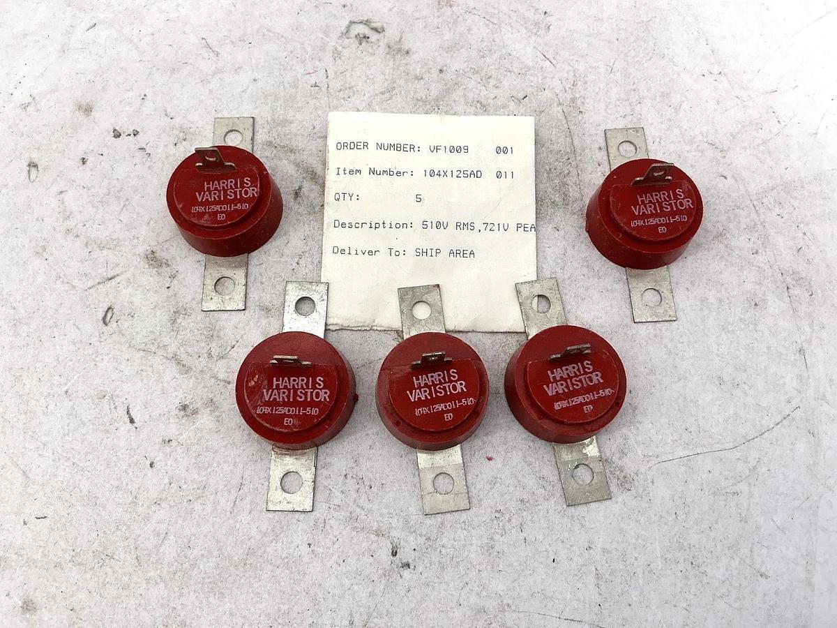 Lot of 5 New Harris 104X125AD011-510 Varistor 510V RMS 721V PEA 1-Pin Red