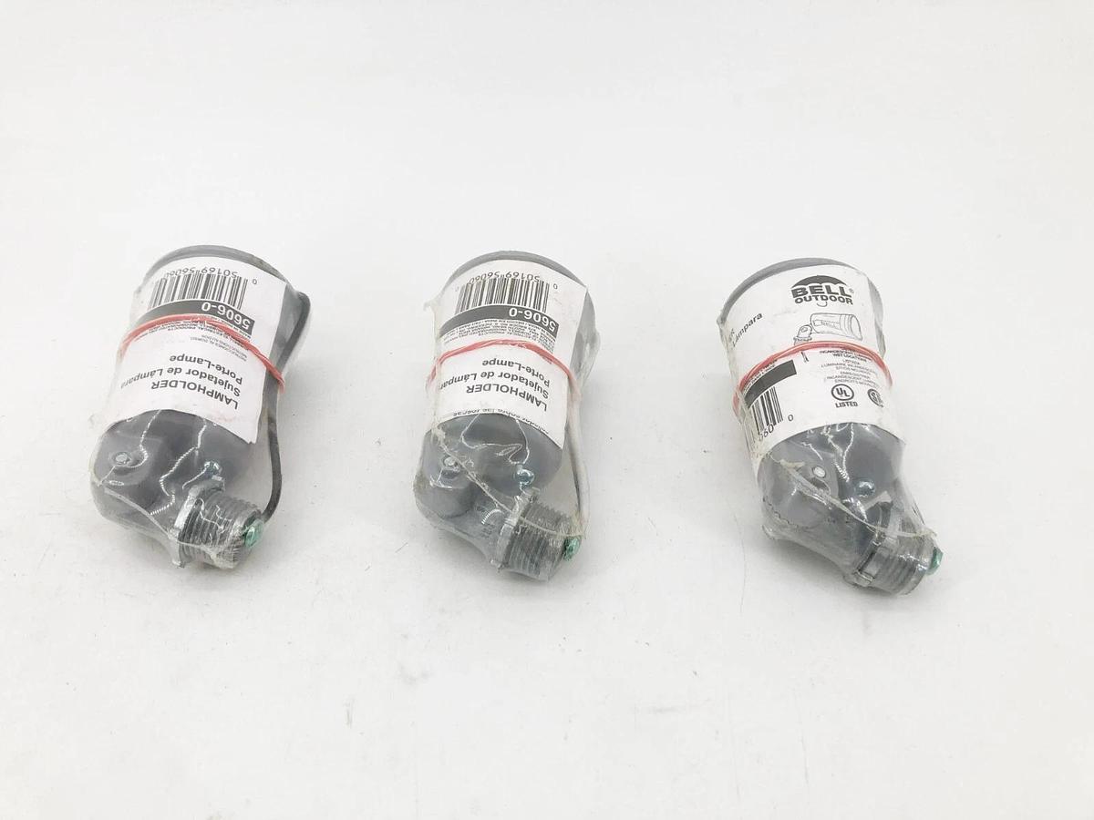 Lot of 3 New Hubbell 5606-0 Weatherproof Lampholders 75-150 Watt Gray