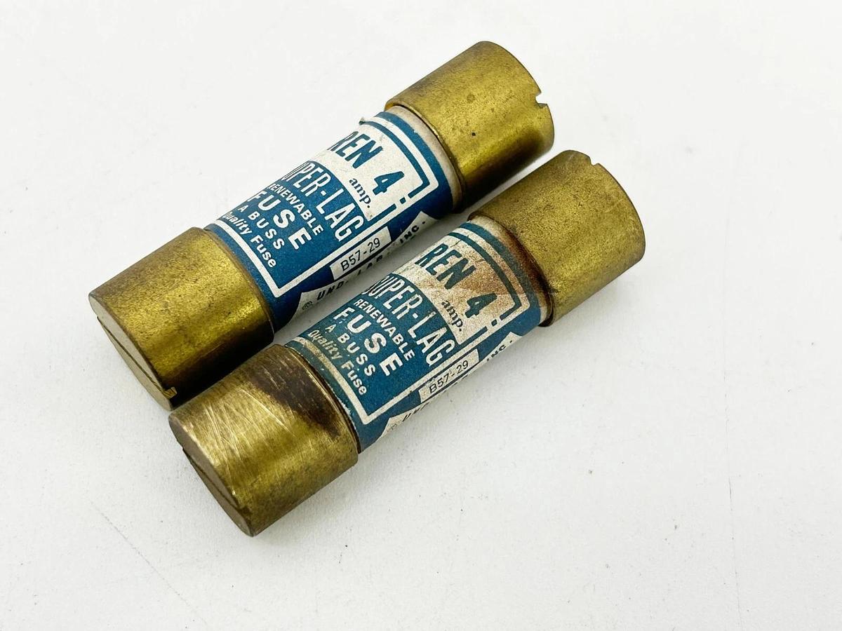 New Lot of 2 Bussmann Ren 4 Super Lag Renewable Fuse 4A 250V