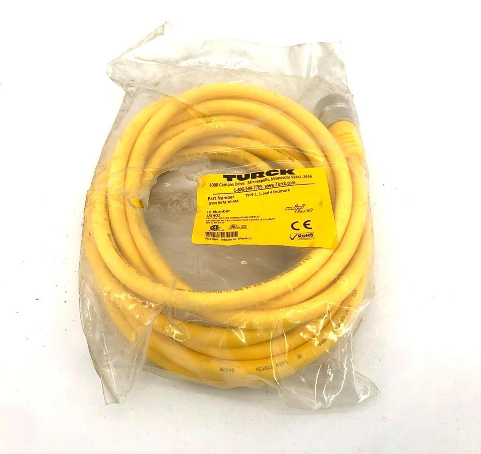 New Turck U5402 Minifast Cordset, 600V, 10 A, RYM RKM 36-4M