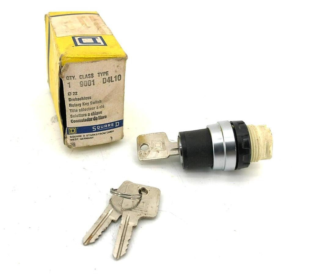 New Square D 9001-D4L10 Key Operated Maintained Selector Switch 2 Position