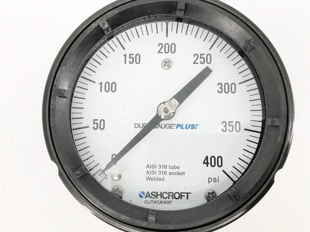 New Ashcroft 45-1279-SS-04L-400# Gauge 4-1/2" 400psi 1/2" LM