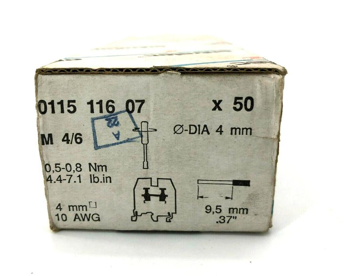 Lot of 30 New Entrelec 0115 116 07 Feed Through Terminal Blocks Type M 4/6