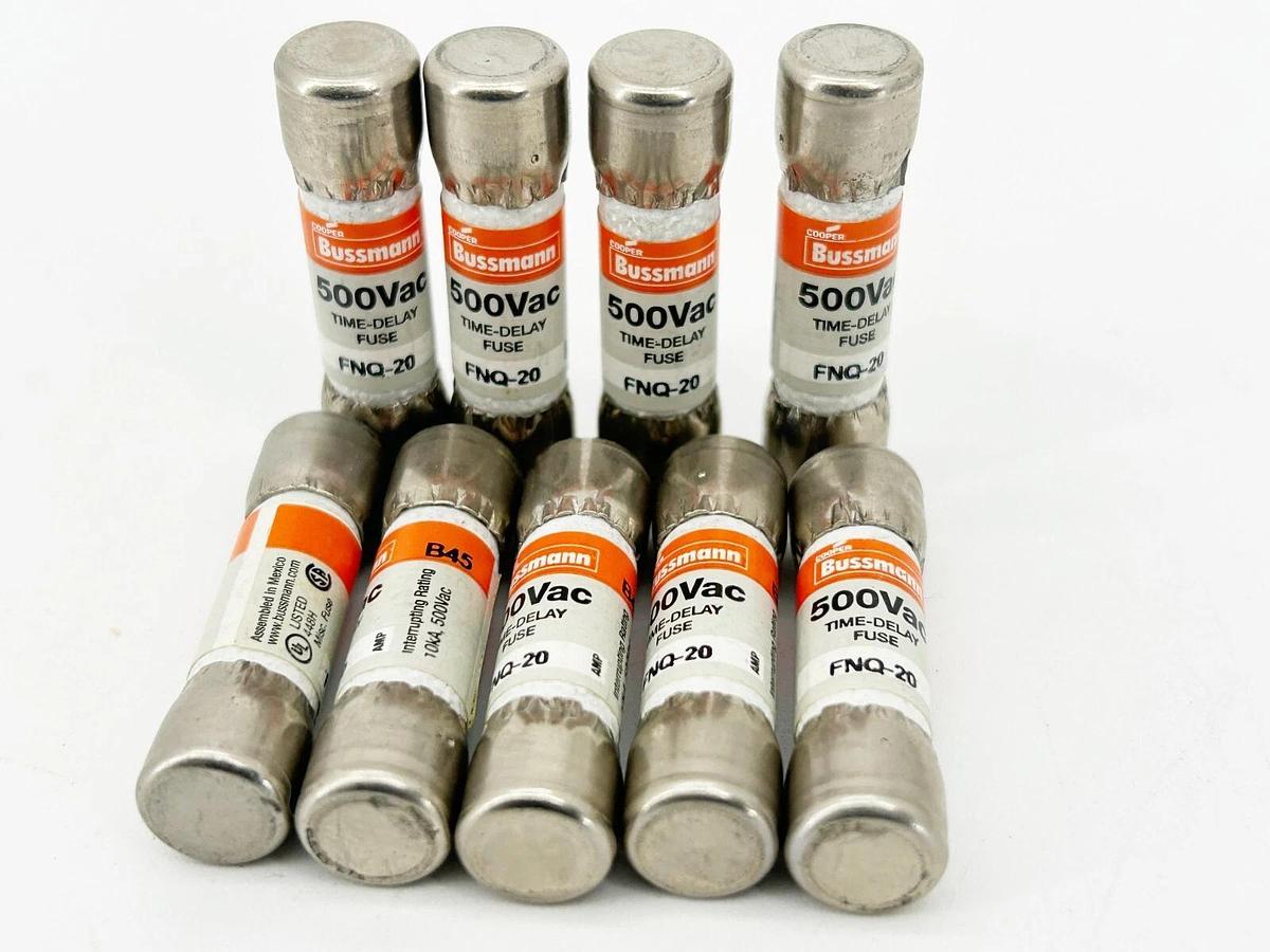 New Lot of 9 Bussmann FNQ-20 Time Delay Fuse 500V 20A
