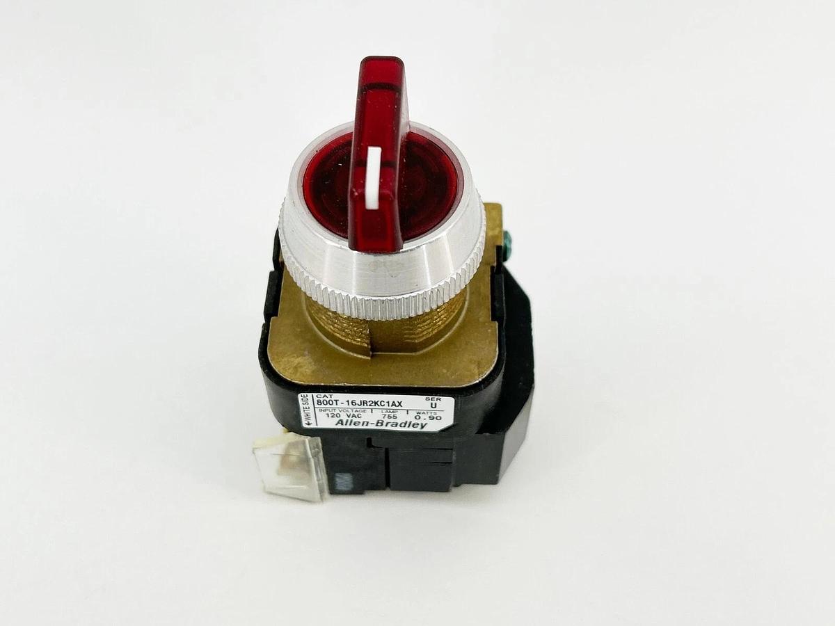 New Allen Bradley 800T-16JR2KC1AX 30MM 3 POS Red 120V Ser.U