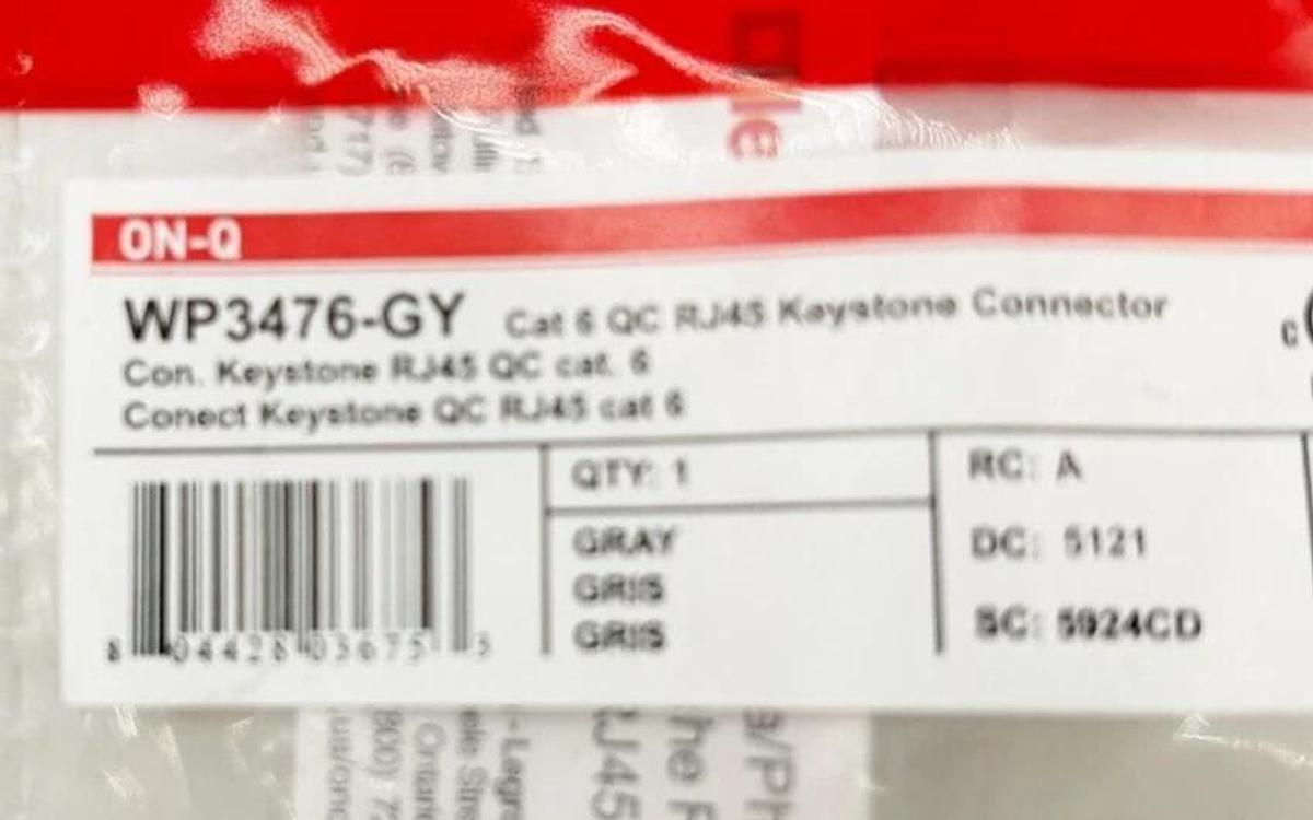 New Lot of 6 Legrand Cat 6 QC RJ45 Keystone Connector