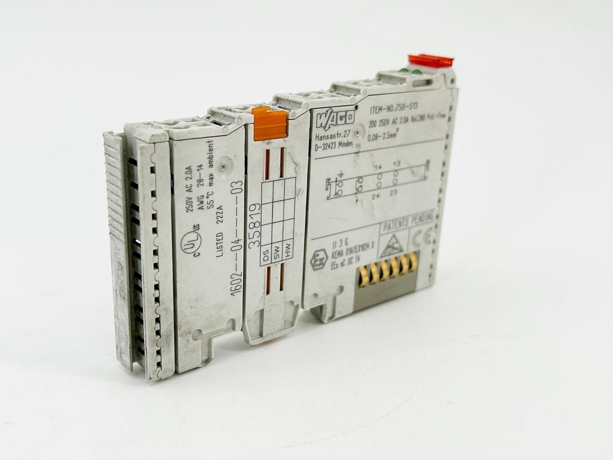 New Wago 750-513 Output Module 2 Channel Relay Output 250V 2A - No Box