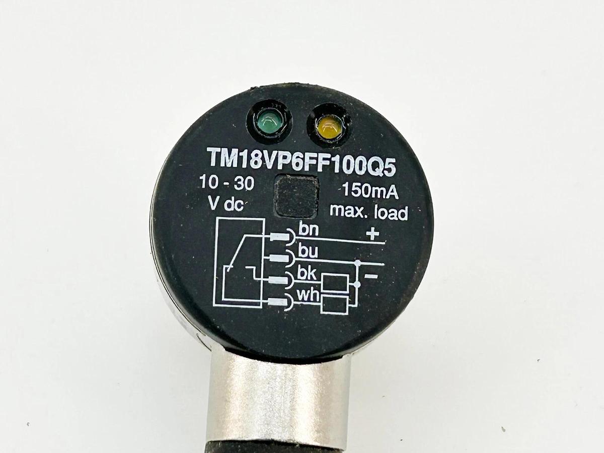 Used Banner TM18VP6FF100Q5 Heavy Duity Right Angle Sensor 10-30VDC 100MM Range 4Pin m