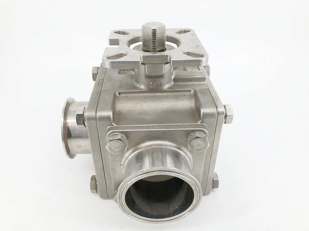 Used Haitima 3" CF8M 1000WOG Ball Valve 3-Way Stainless Steel