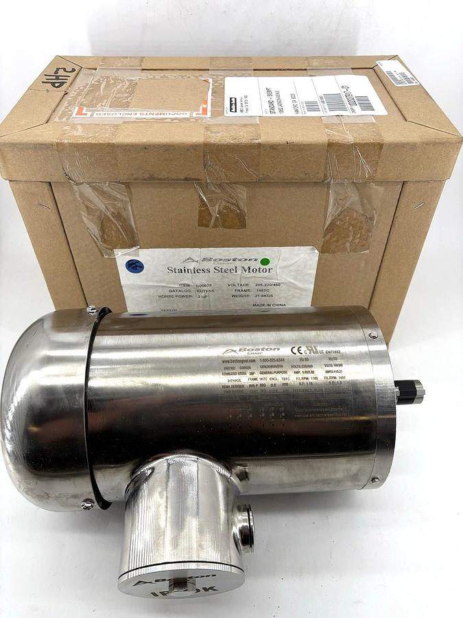 New Boston Gear KUTFSS G00628 2HP TEFC SS Washdown Motor 230/460V 1760rpm 145TC