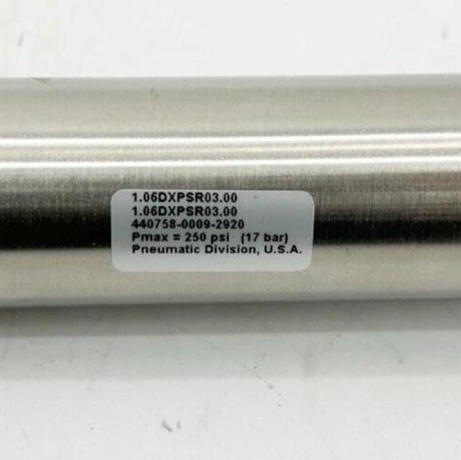 New Parker 1.06DXPSR03.00 Pneumatic Cylinder 250PSI 3" Stroke 1-1/16" Bore