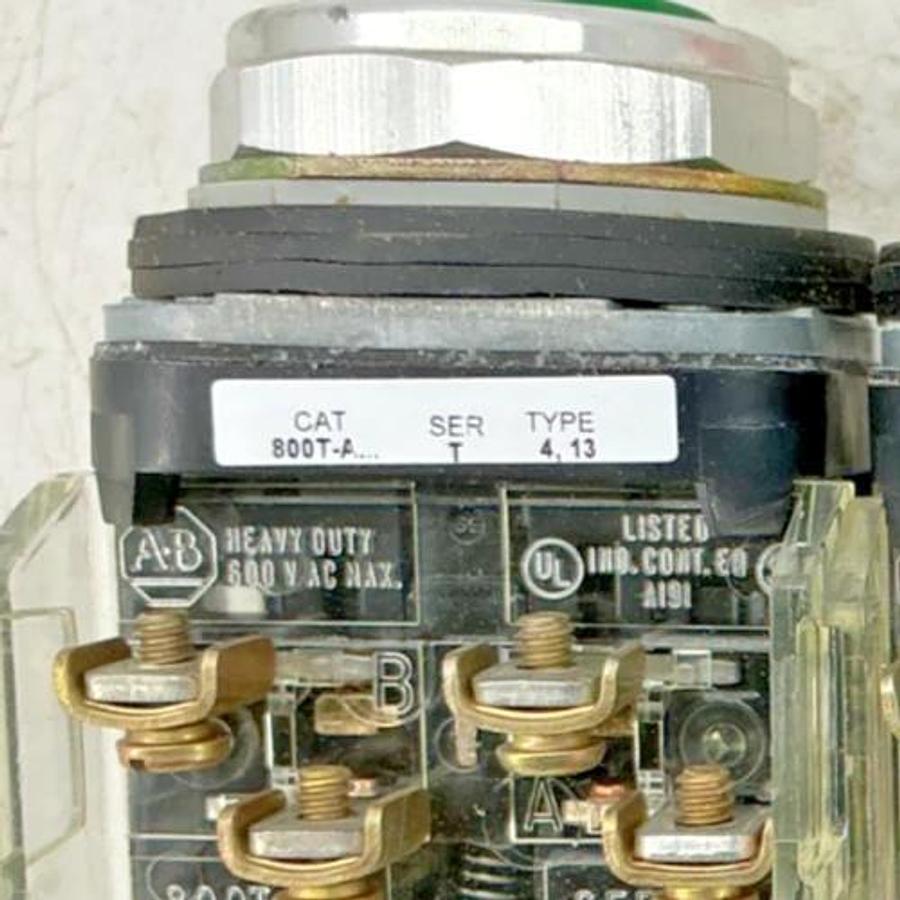 Used Lot of 3 Allen Bradley 800T-A Ser T Pushbutton Amber Green Red w/ 800T-XA