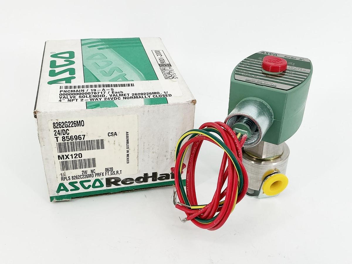 New Asco 8262G226MO 24VDC Solenoid Valve 25PSI 1/4" 11.6W