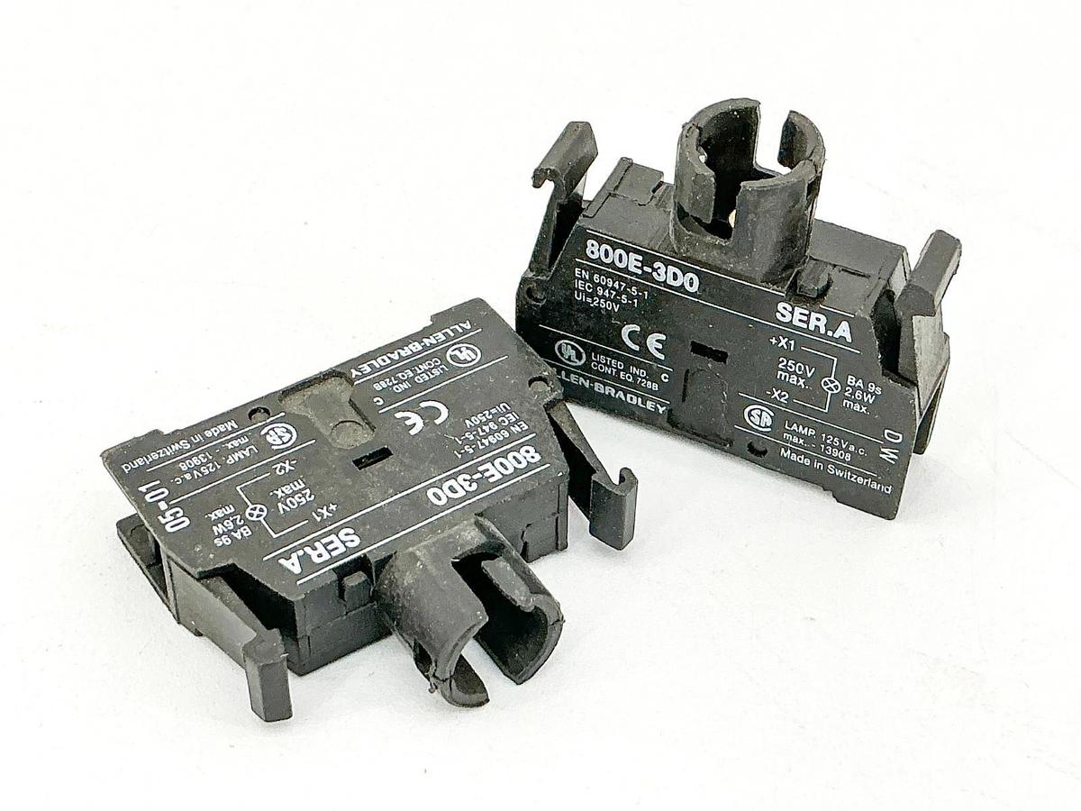 New Lot of 2 Allen Bradley 800E-3D0 Lamp Module 250V Ser.A - No Box
