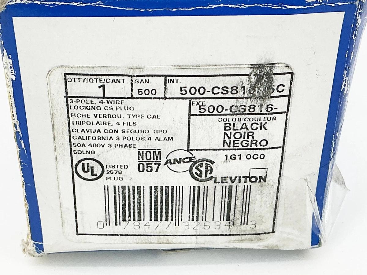 New Leviton 500-CS816-5C Connector Plug 50A 3P