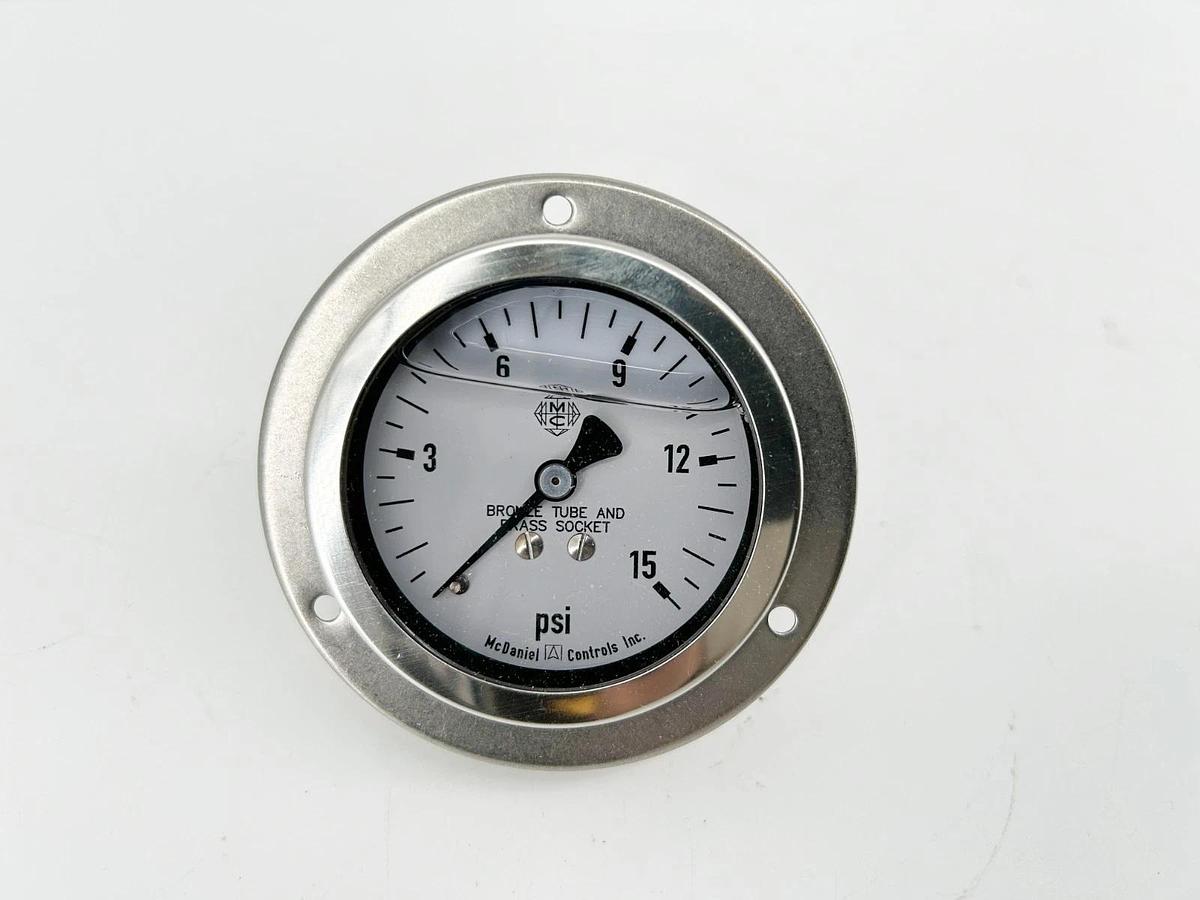 New McDaniel Controls J6AP Gauge 0-15psi 1/4" NPT