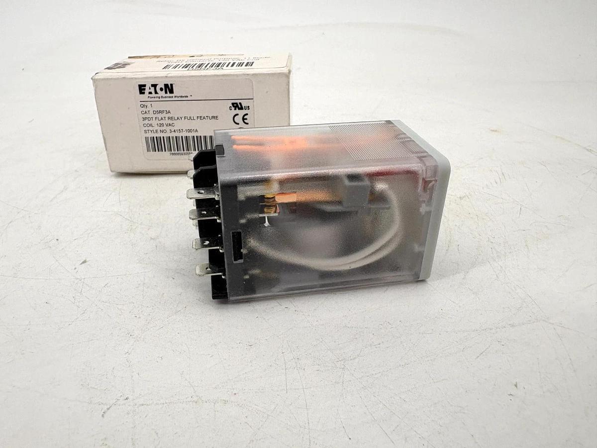 New Eaton D5RF3A 3PDT Flat Relay Full Feature 120VAC Coil