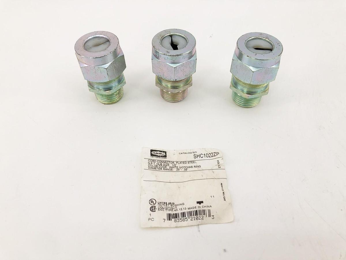 Lot of 3 New Hubbell SHC1022ZP Cord Connectors