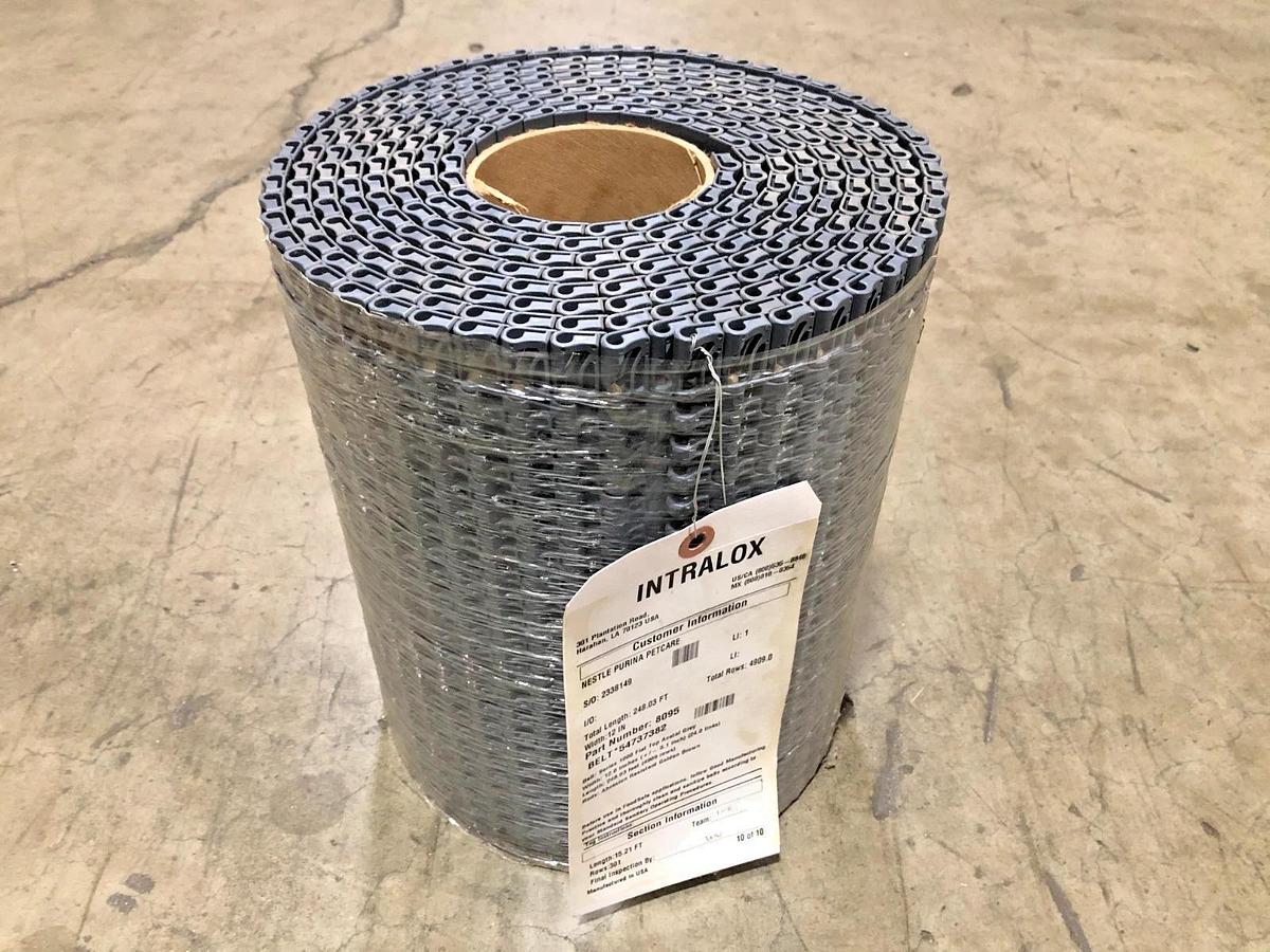 New Intralox 8095 Series 1000 Flat Top Acetal Gray 15.21FT x 12" W - No Box