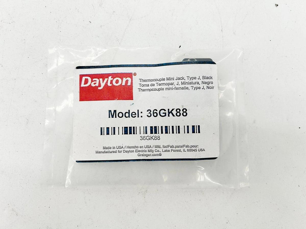 New Dayton 36GK88 Thermocouple Mini Jack Type J Black Female Connector Box of 10
