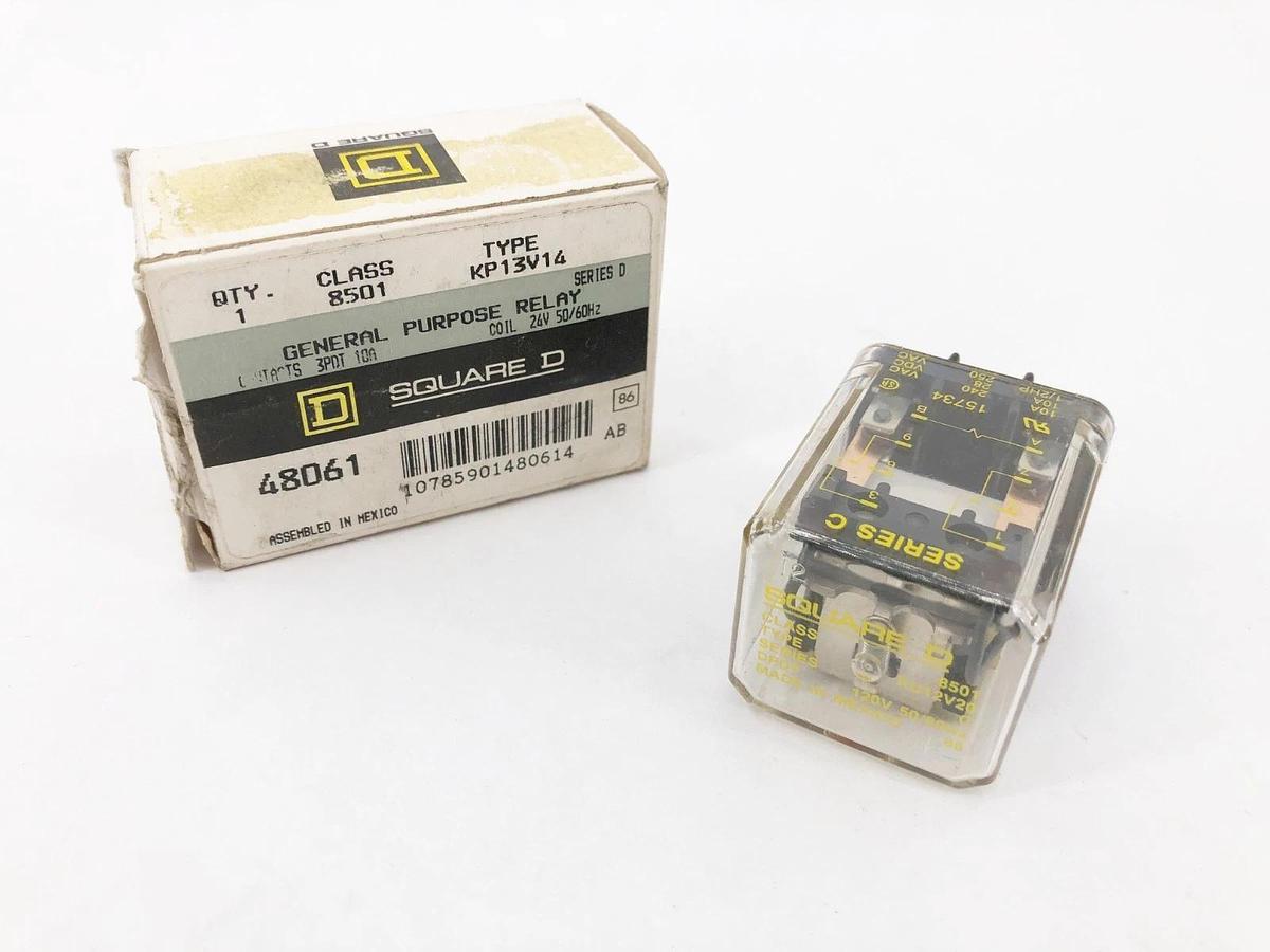 New Square D 8501-KP13V14 Series D General Purpose Relay 3PDT 10A 24V
