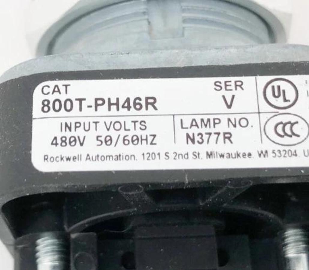 New Allen-Bradley 800T-PH46R Ser. V Red Pilot Light 480VAC 50/60Hz