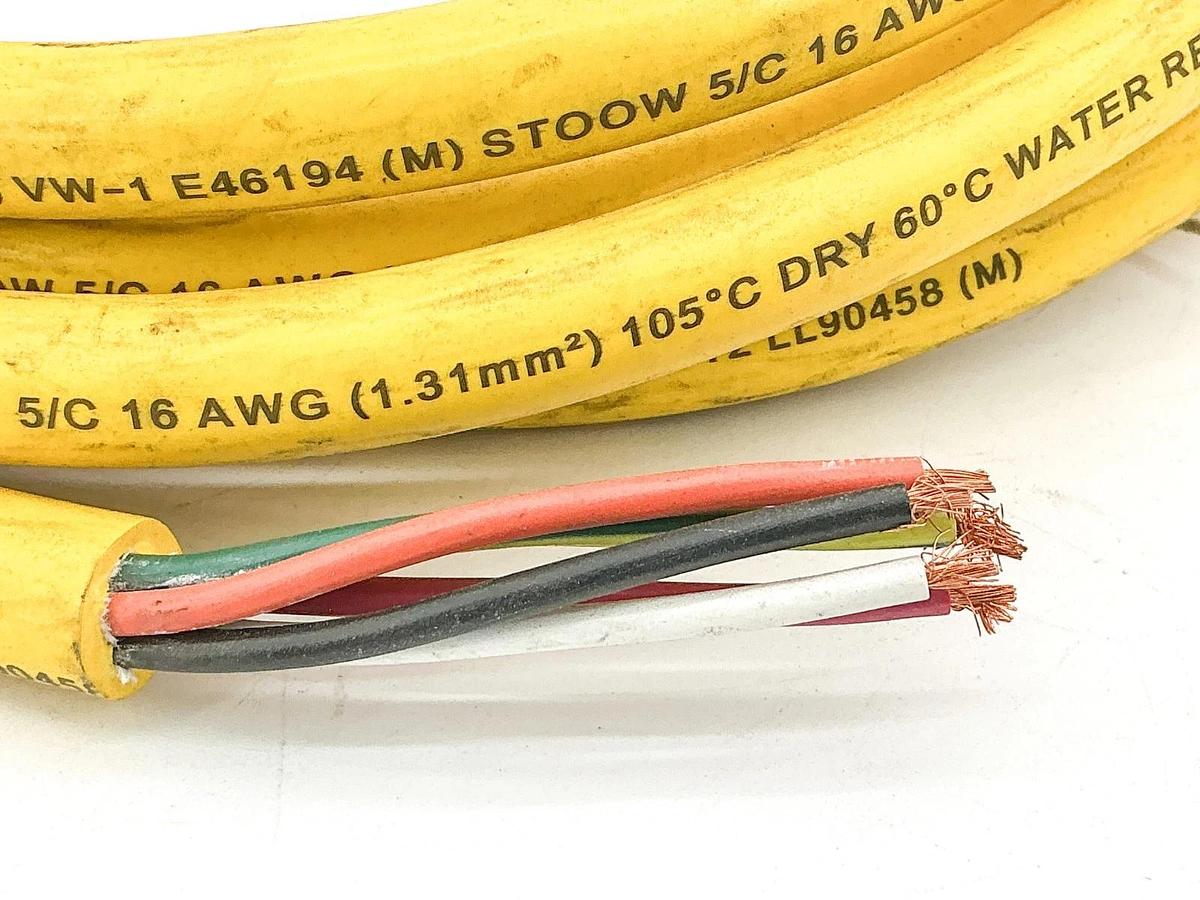 New Woodhead 105000A01F120 Cordset 600V 8A 5Wire Yellow - No Box