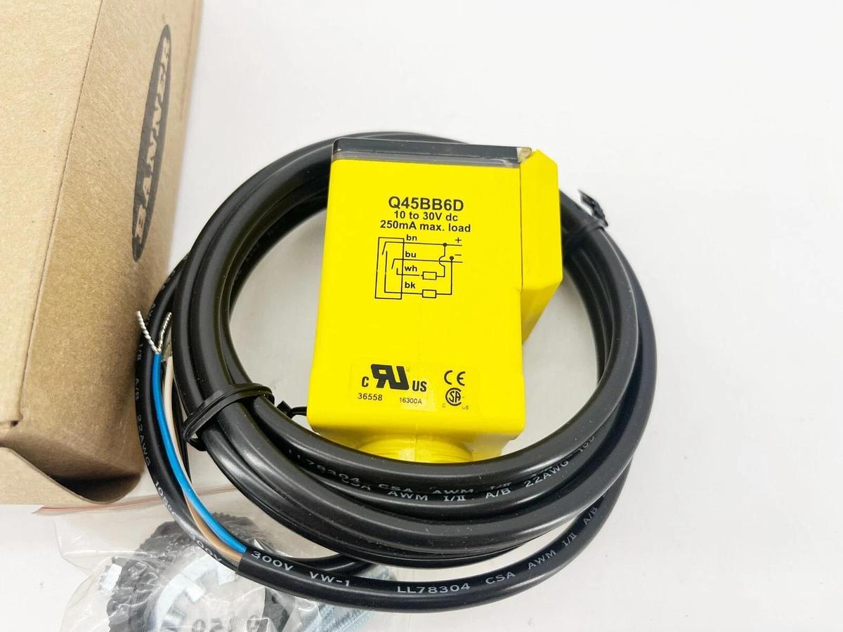 New Banner Engineering Q45BB6D Rugged Rectangle Diffuse Sensor 36558 45cm Range