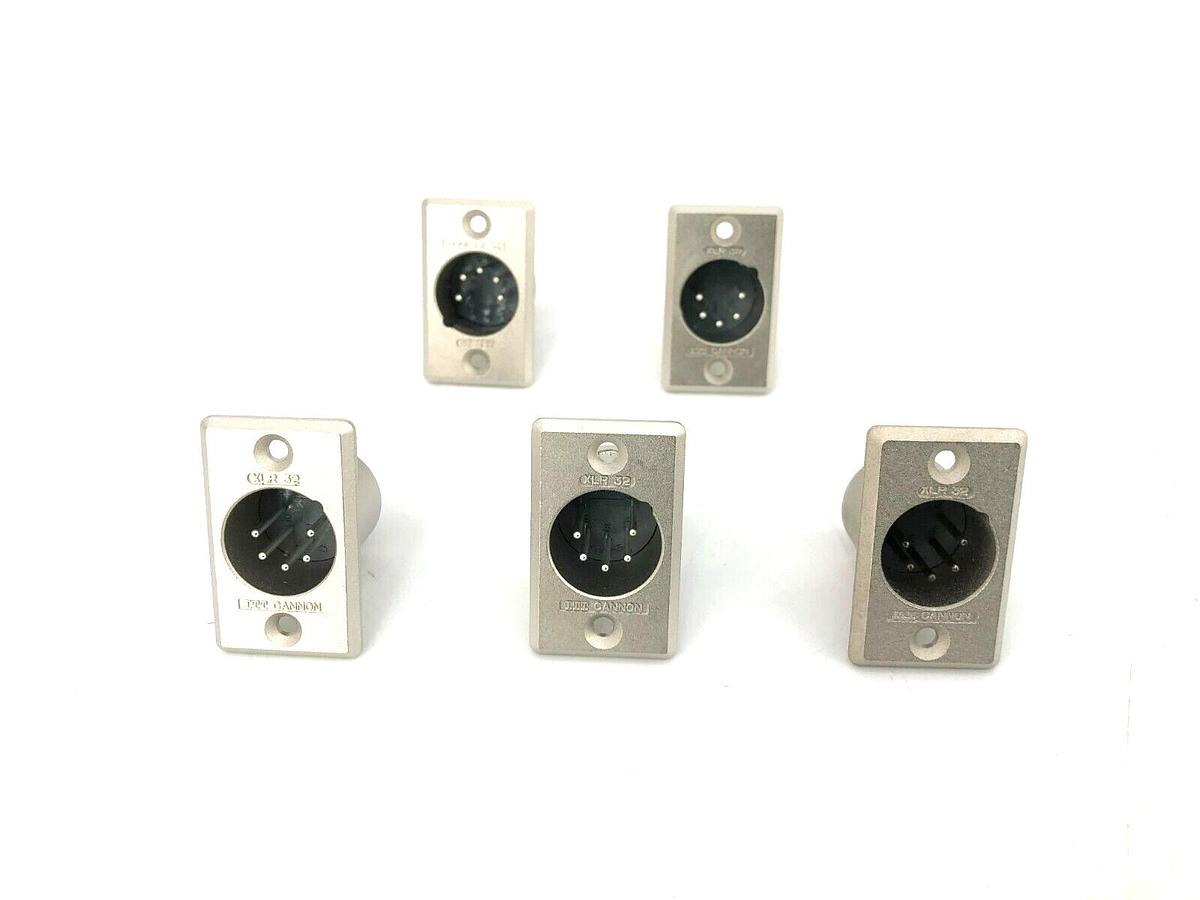 Lot of 5 New ITT Cannon XLR-5-32 Male 5 Pin Connector Receptacles