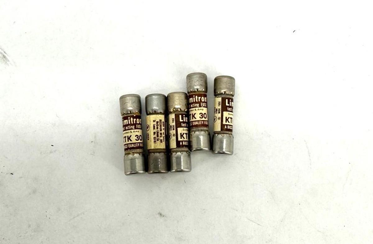 Lot of 5 New Bussmann Limitron KTK 30 Fast Acting 30A 600V