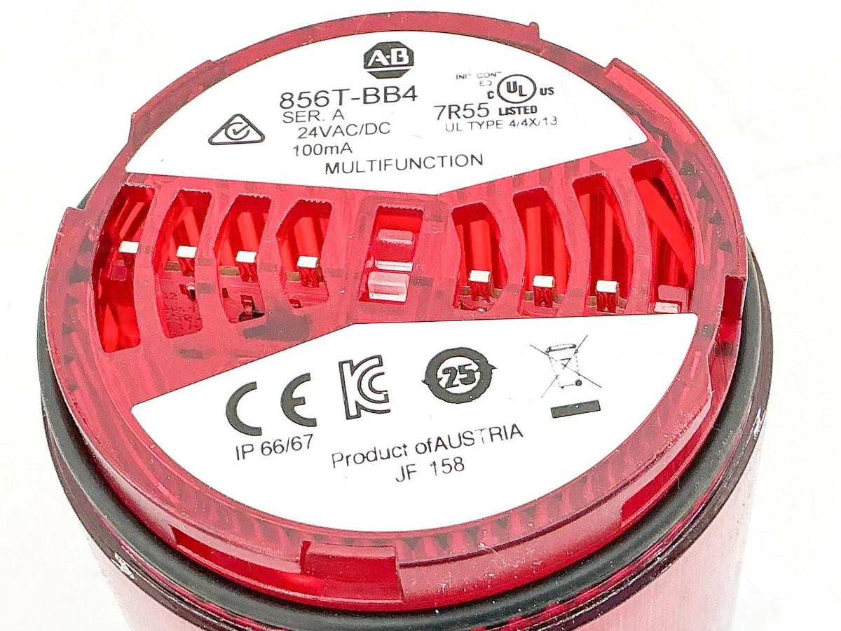 New Allen Bradley 856T-BB4 LED Multifunction 70mm Light Stack Red 24V Ser.A