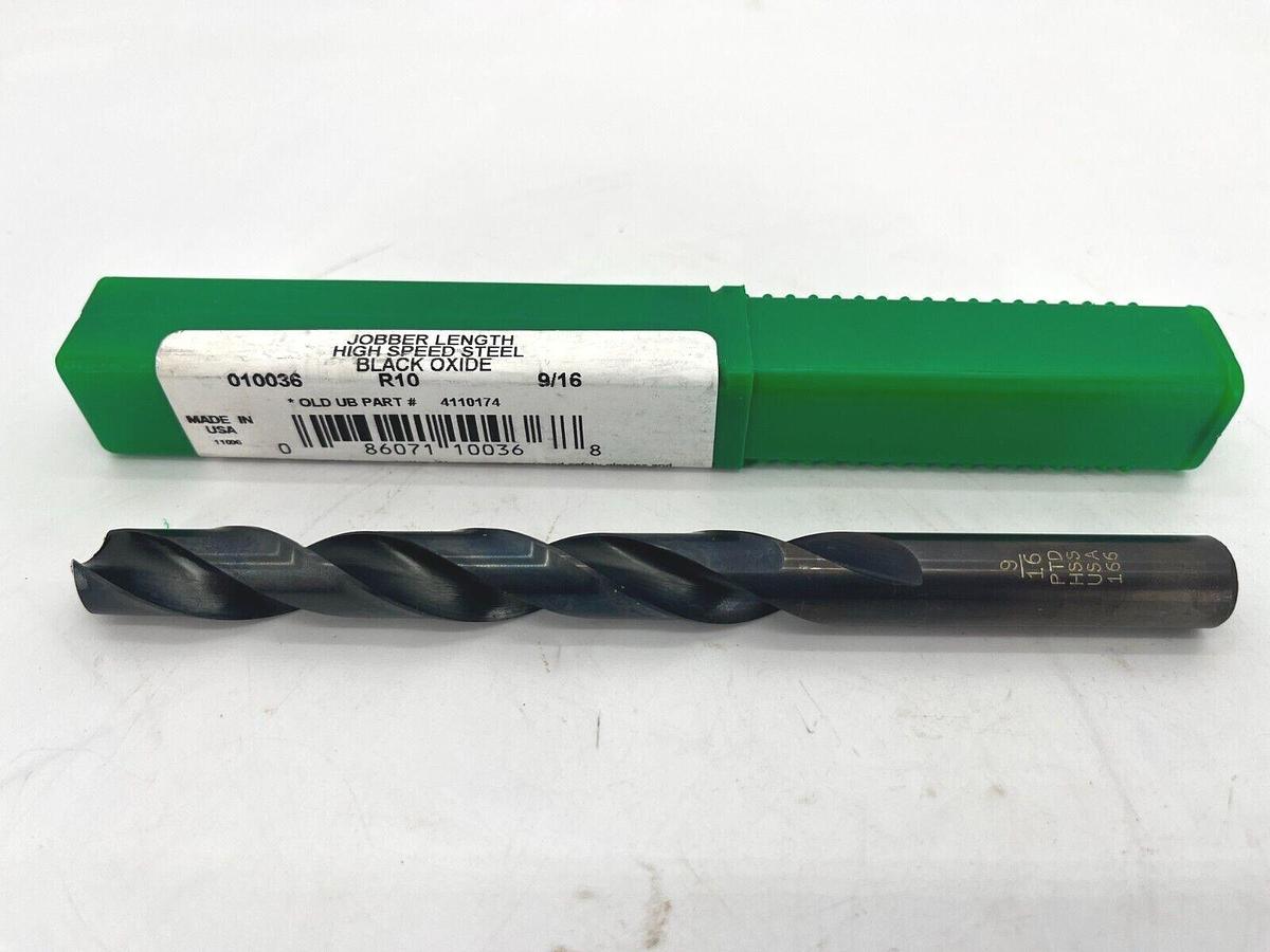 Precision Twist 010036 Drill Bit R10 9/16" Jobber Length Black Oxide