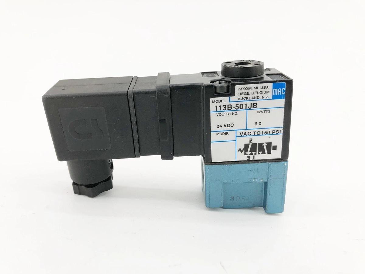New MAC Valves 113B-501JB Solenoid Valve 3-Way 24VDC 6W 1/4" NPTF - No Box