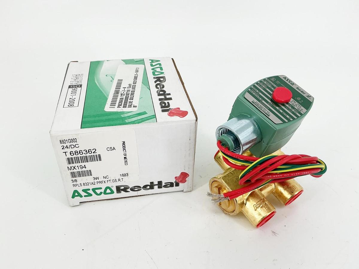 New Asco 8321G002 24VDC Solenoid Valve 200PSI 3/8" Pipe 10.6W
