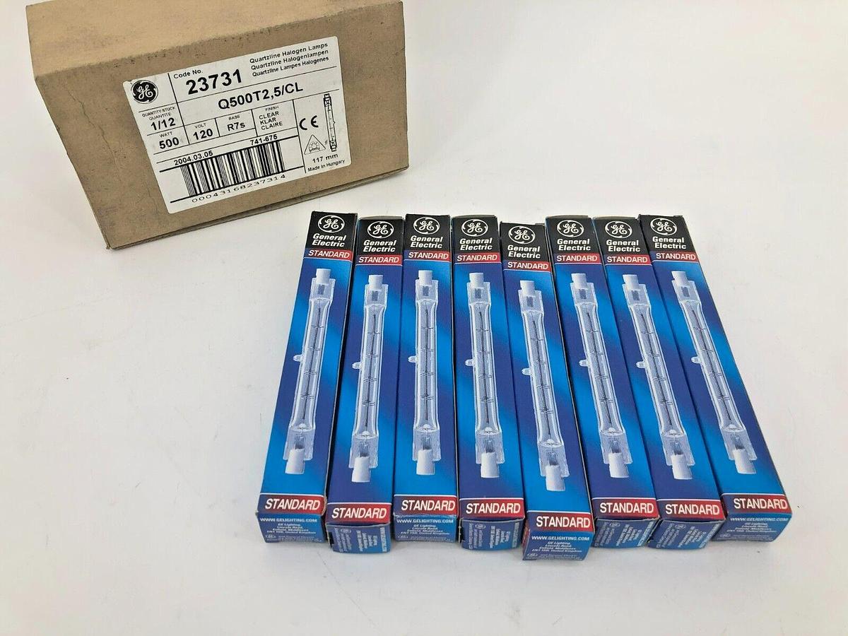 Lot of 8 New GE Q500T2,5/CL Halogen Light Bulbs