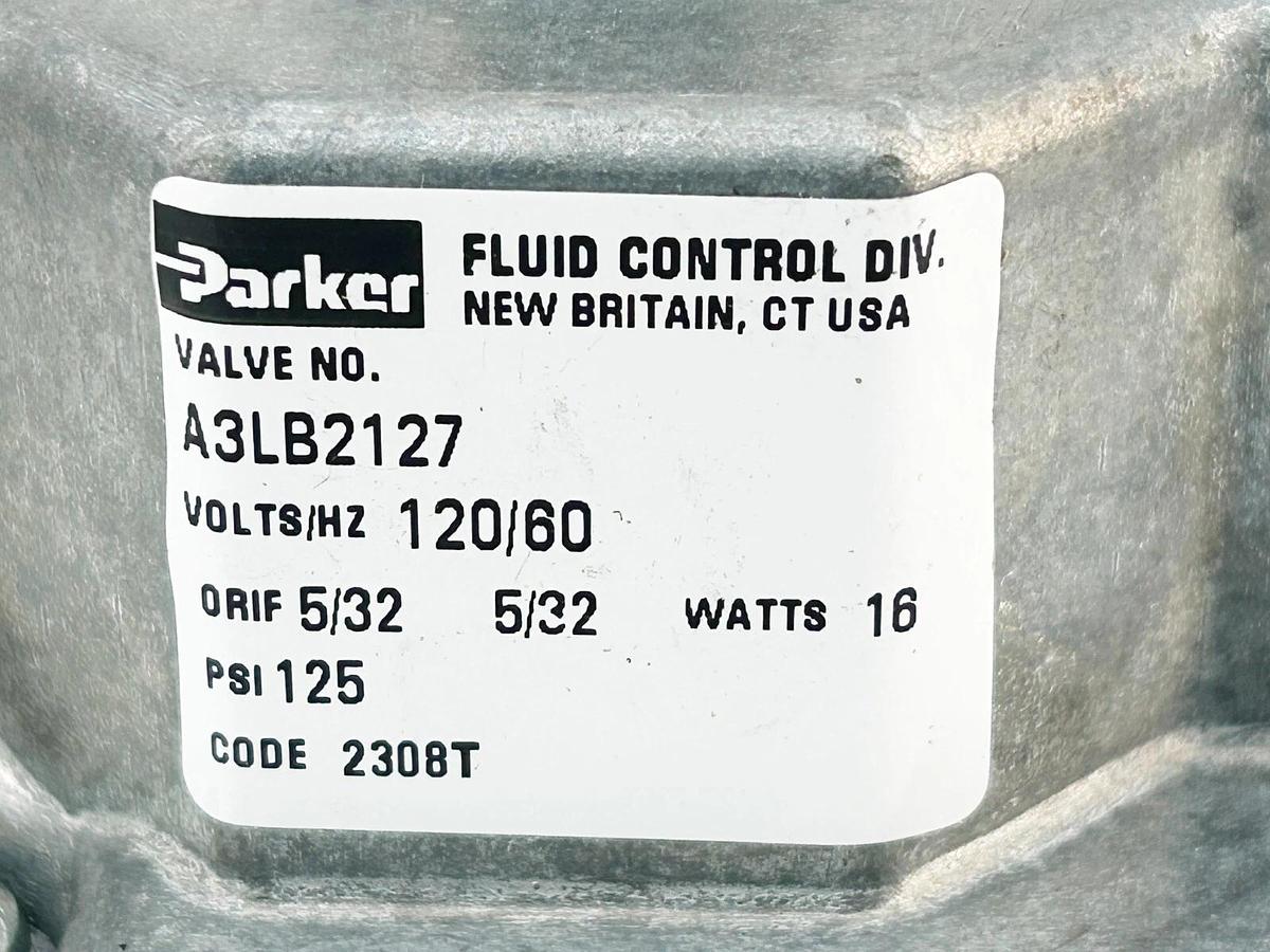 New Parker A3LB2127-AB6A46 Solenoid Valve 125PSI 120V 60Hz Direct Acting