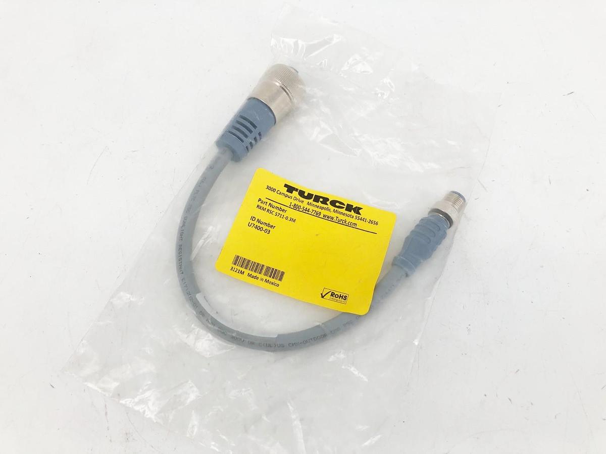 New Turck RKM RSC 5711-0.3MT Double-Ended Cordset U7400-03
