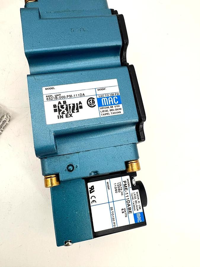 New MAC Valves 6521B-000-PM-111DA Solenoid Valve 120V Coil Voltage