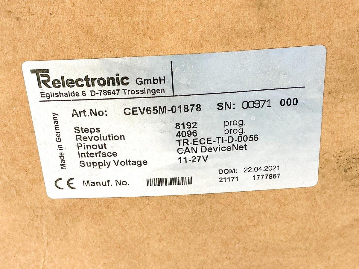 New TR Electronic CEV65M-01878 CAN DeviceNet Encoder 11-27V 4096 Revs 8192 Steps