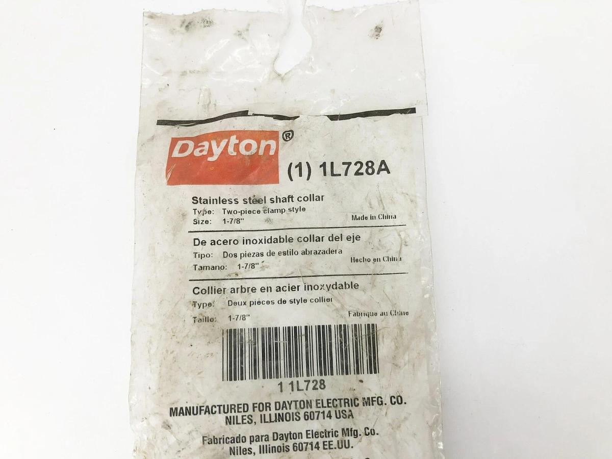 New Dayton 1L728A Two-Piece Split Clamp Collar Stainless Steel 1-7/8" ID