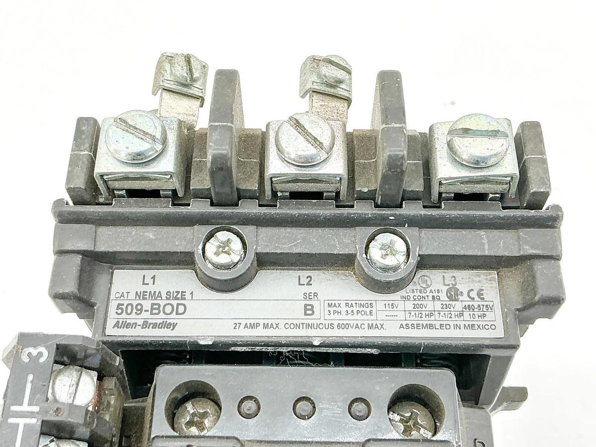 Used Allen Bradley 509-BOD Starter 110/120V 50/60Hz Size 1 Ser.B