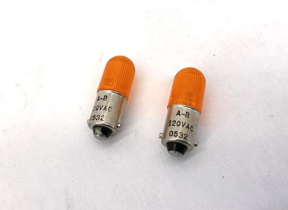 Lot of 2 New Allen Bradley 800T-N321A Replacement LED Pilot Light Amber 120VAC