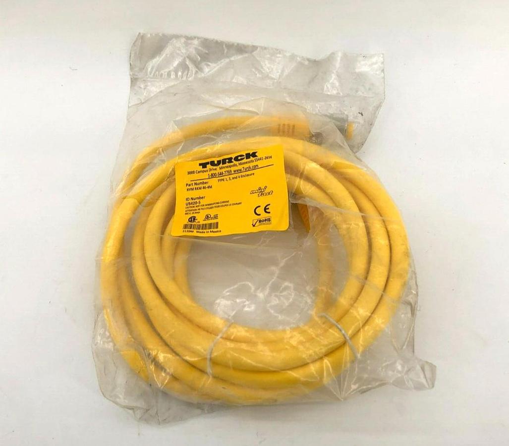 New Turck RYM RKM 46-4M Cordset, Male Connector, Female Thread, 4m, U5420-5