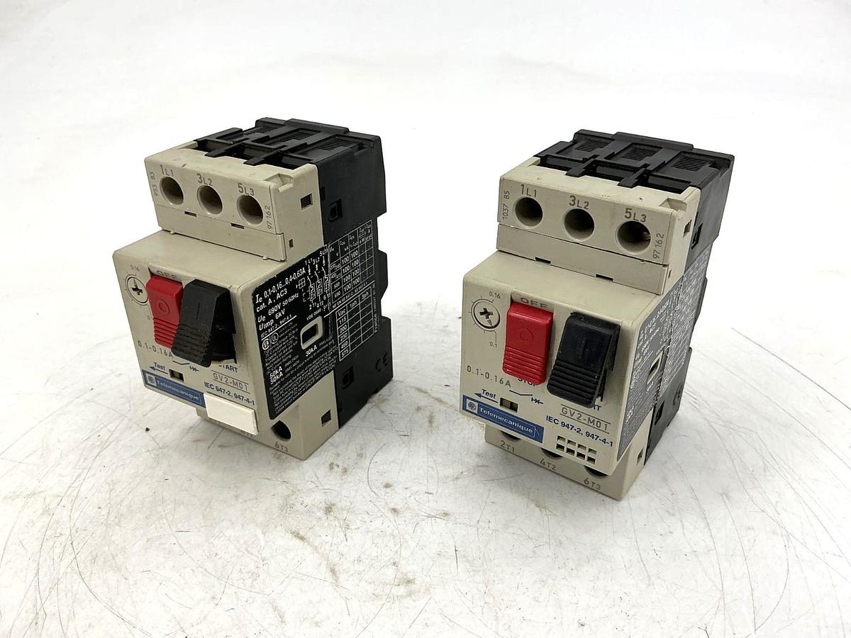 Used Lot of 2 Telemechanique GV2-M01 Motor Circuit Breaker 0.1-0.16A 690V 50/60HZ