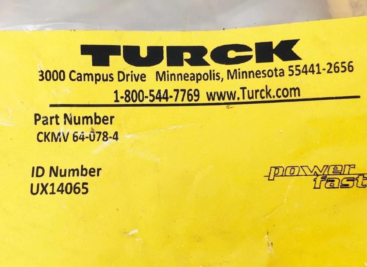 New Turck CKMV 64-078-4 PowerFast Cordset Straight Female M23 UX14065