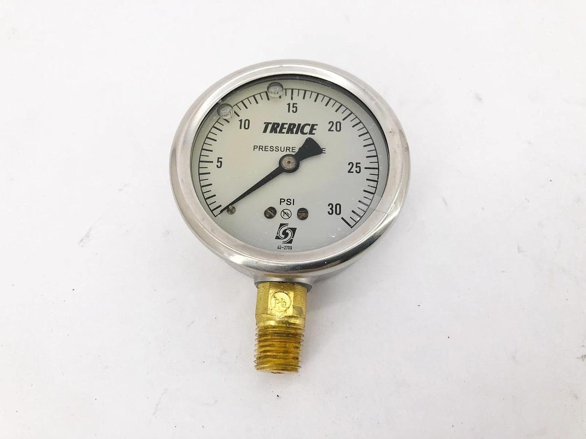 New Trerice D82LFB2502LA090 Gauge D82LFB 2-1/2" 0-30psi 1/4" NPT LM