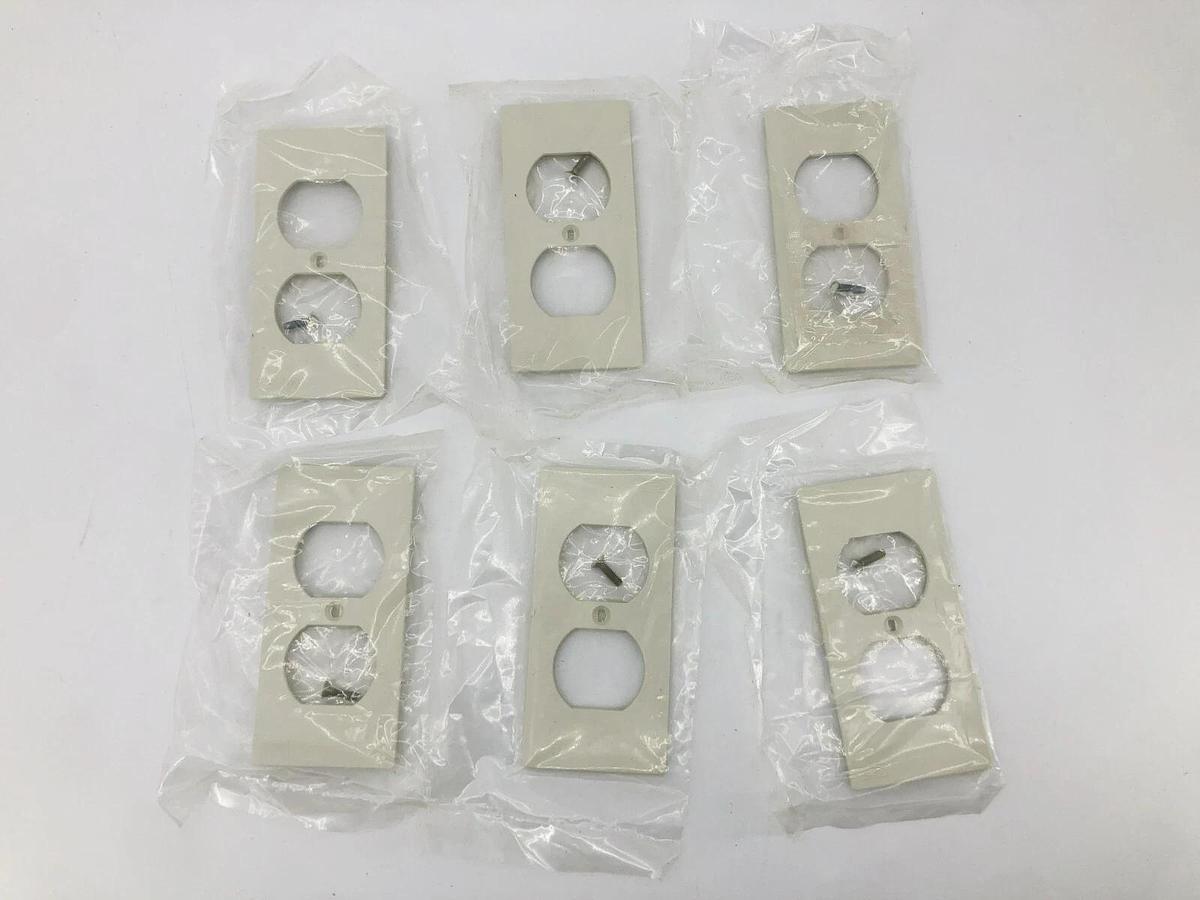 Lot of 6 New Hubbell KP8 Nonmetal 1 Gang Duplex Face Plate Receptacles 5D649