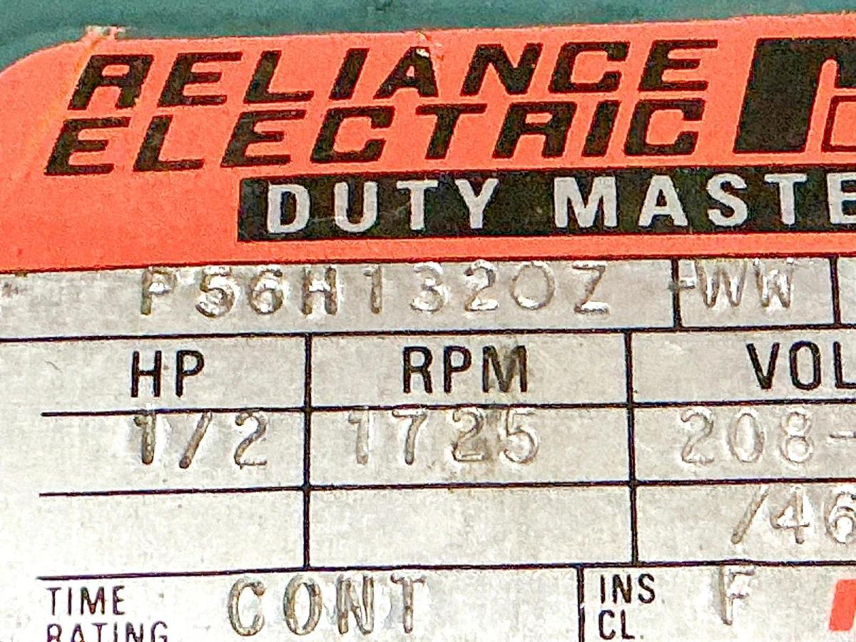 Used Reliance P56H1320Z Electric Motor 1/2HP 3PH 460V 1725RPM