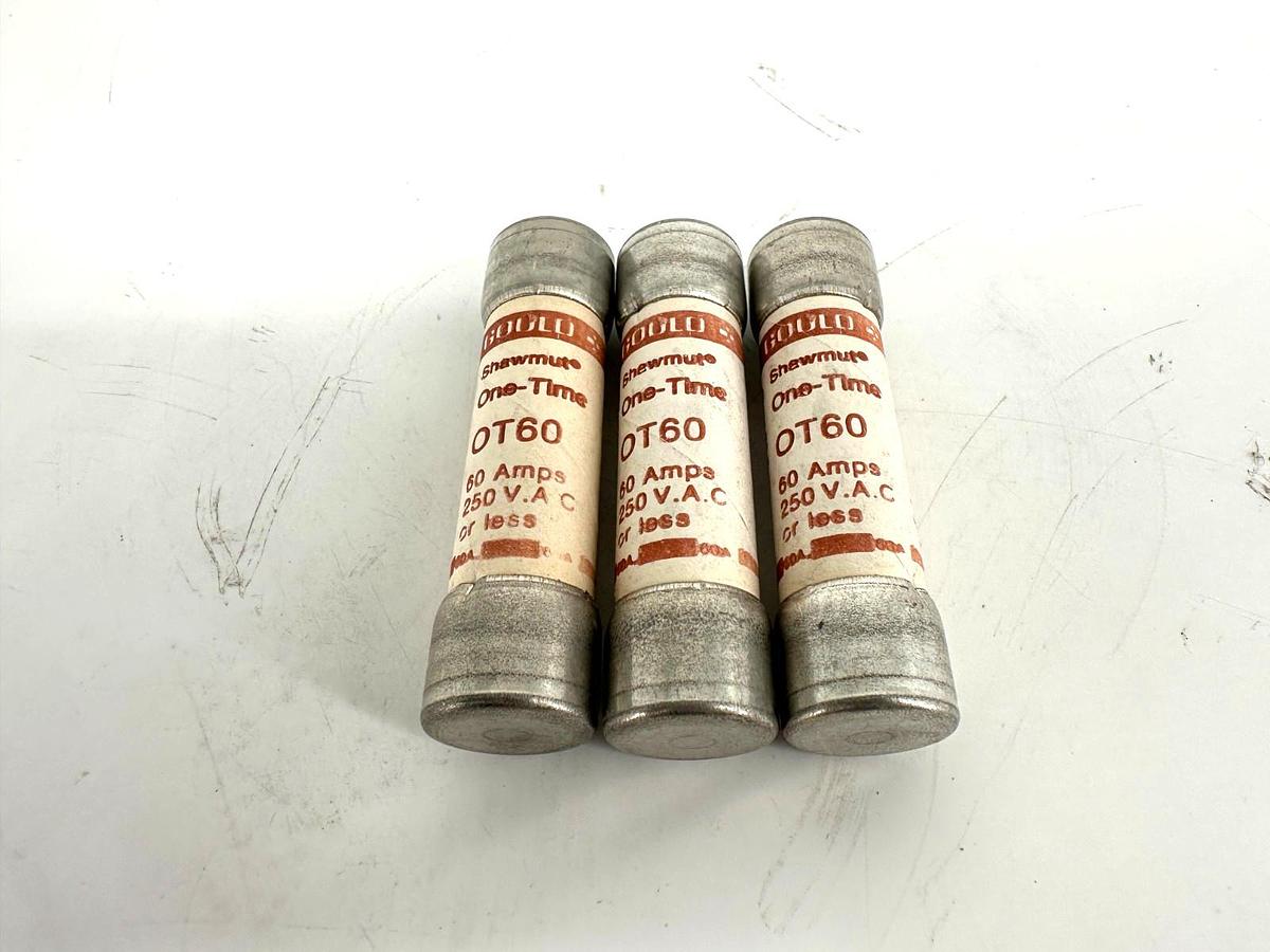 Lot of 3 New Shawmut OT60 One-Time Class K5 Fuse 60A 250V - No Box