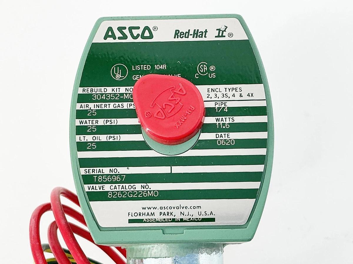 New Asco 8262G226MO 24VDC Solenoid Valve 25PSI 1/4" 11.6W